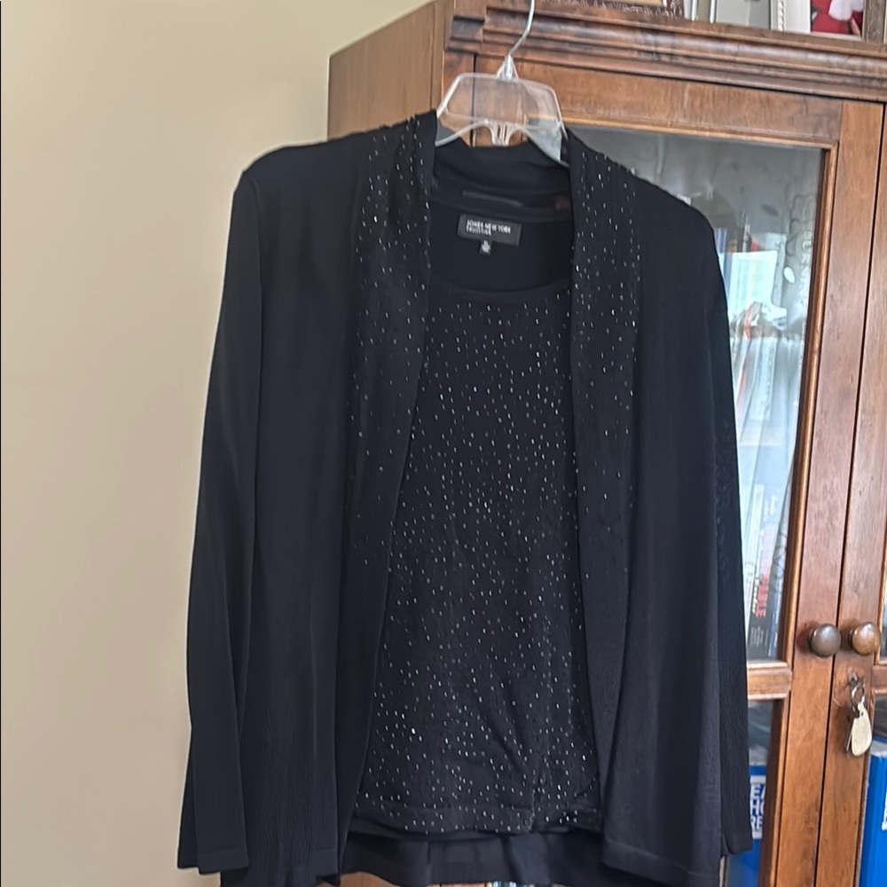 Jones New York Black Blazer with Embellished Detail